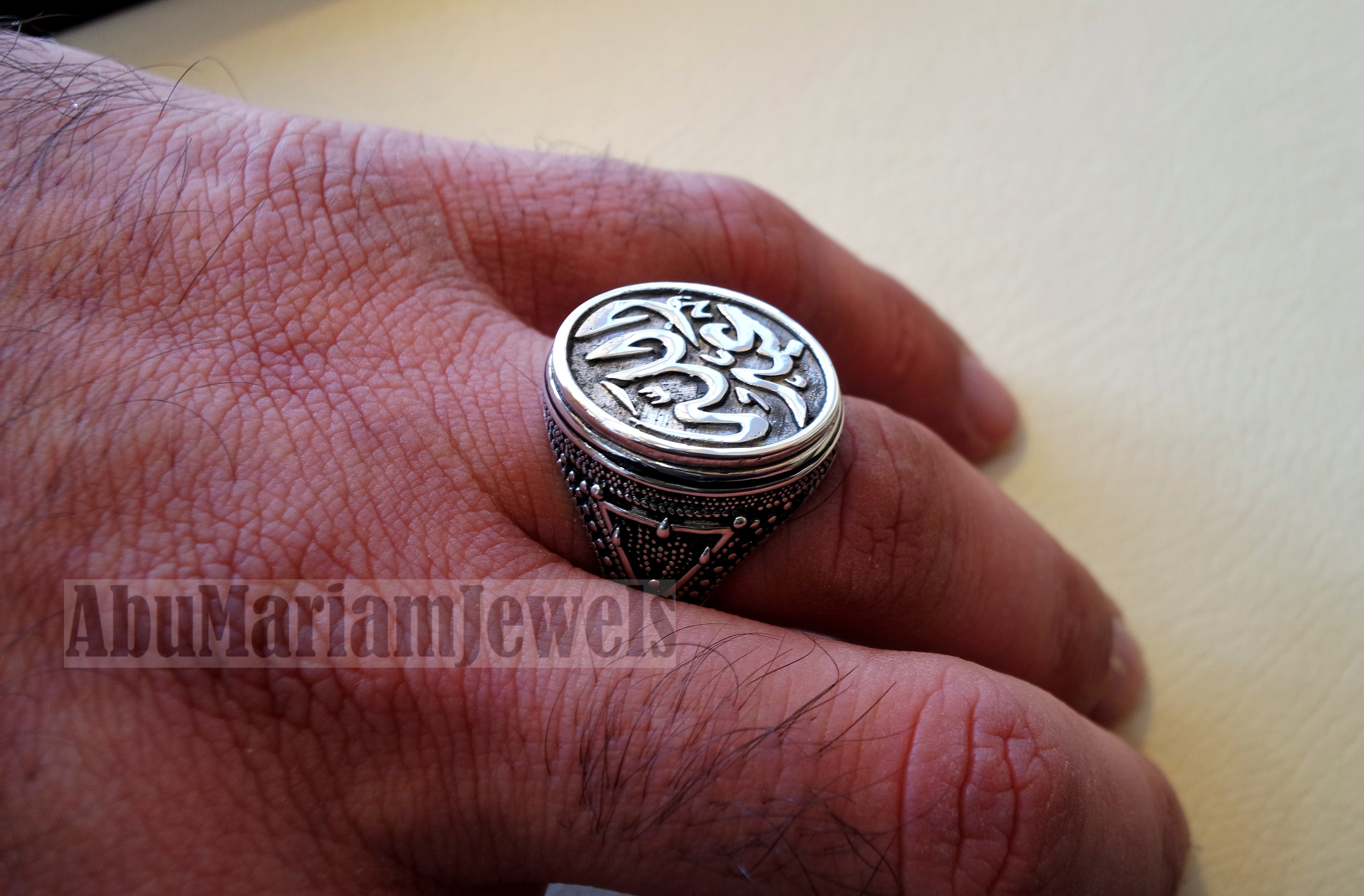 Customized Arabic calligraphy names ring personalized antique jewelry style sterling silver 925 any size TSS1001 خاتم اسم تفصيل