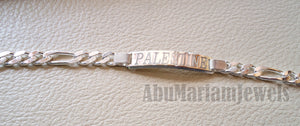 Men silver bracelet Palestine laser engraving or any personalized name sterling silver 925 man gift with nice box , chain and plate style