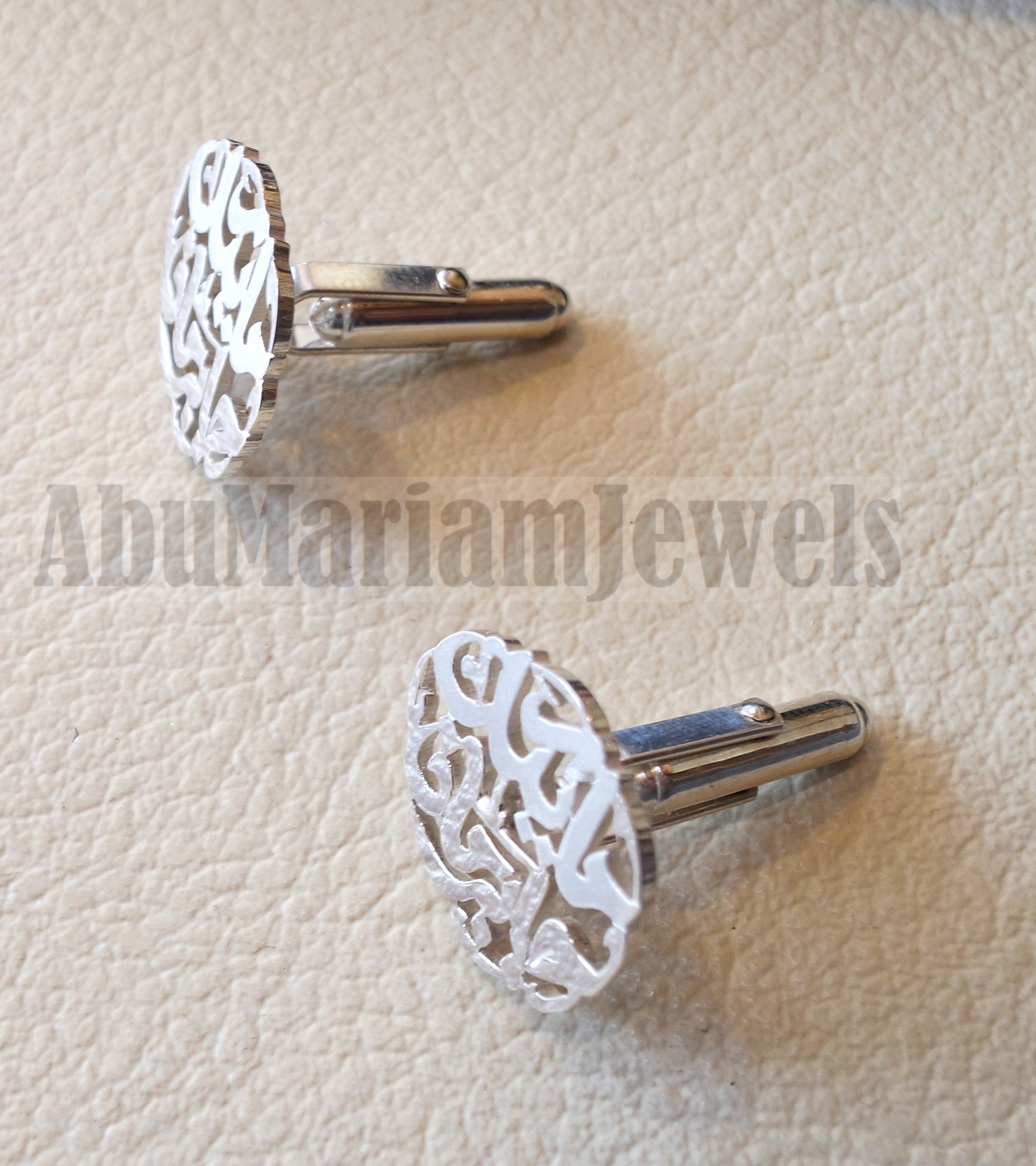 Copy of cufflinks , cuflinks 2 words on piece calligraphy arabic customized any name made to order sterling silver 925 heavy men jewelry عربي CF12