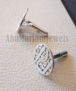 cufflinks , cuflinks 2 words on piece calligraphy arabic customized any name made to order sterling silver 925 heavy men jewelry عربي CF13