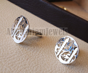 cufflinks , cuflinks 2 words on piece calligraphy arabic customized any name made to order sterling silver 925 heavy men jewelry عربي CF13