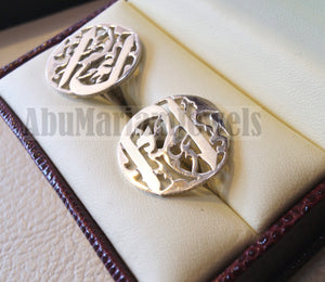 cufflinks , cuflinks 2 words on piece calligraphy arabic customized any name made to order sterling silver 925 heavy men jewelry عربي CF13