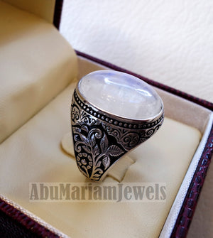moonstone natural stone durr al najaf men ring jewelry sterling silver 925 stunning genuine gem nature design style jewelry all sizes