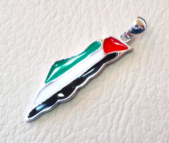 Palestine map & flag pendant sterling silver 925 k high quality enamel colorful jewelry arabic fast shipping خارطه و علم فلسطين