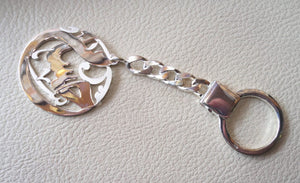 Schwere Schlüsselkette ein oder zwei Namen Arabisch gemacht, um maßgeschneiderte Sterling Silber 925 hochwertiges Polieren große Größe Birne Form اسماء عربي