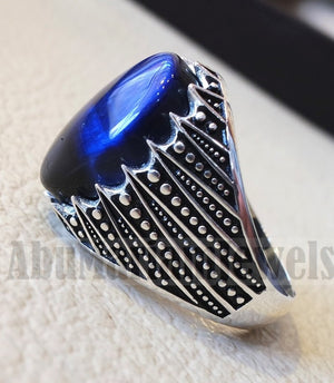 Atemberaubende Tiger Eye Blue Stone Männer Ring Sterling Silber 925 und Schmuck Handmade Arabisch Türkei Ottoman Stil jede Größe