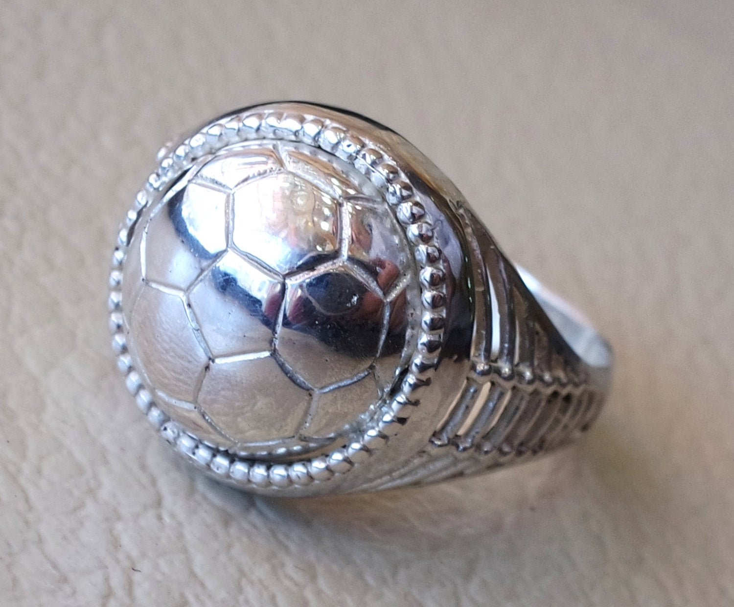 Football lover sterling silver 925 men ring all sizes jewelry fast shipping ideal for soccer player or fan gift