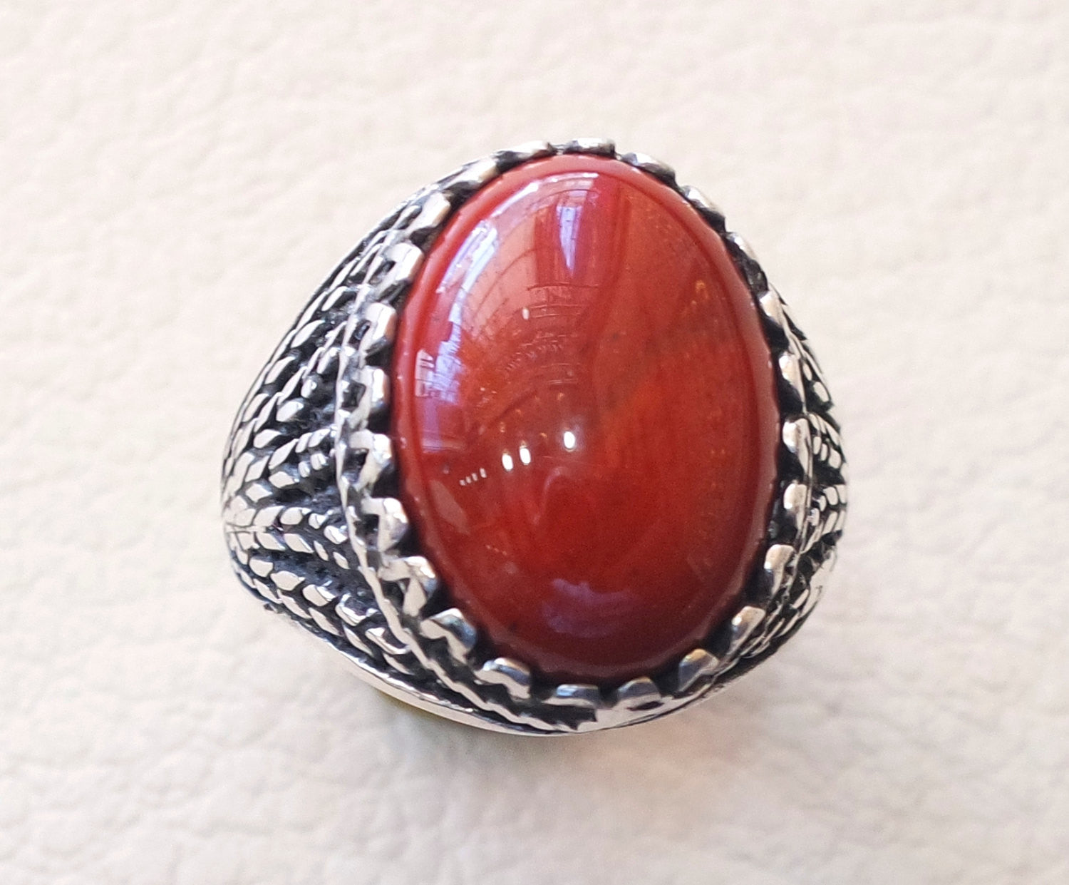 pure red jasper wheat man ring stone natural aqeeq gem sterling silver 925 ring  oval semi precious cabochon jewelry fast shipping all sizes