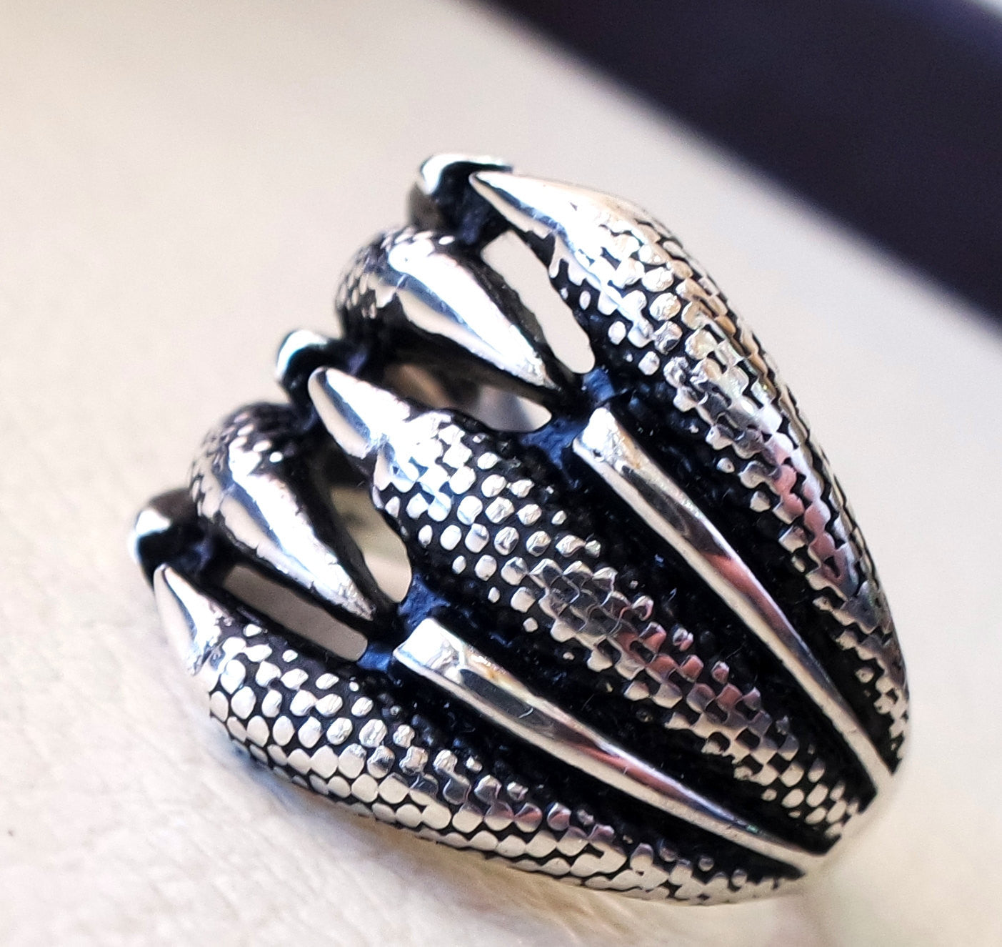 Eagle Claws Männer und Unisex-Ring Heavy Hand aus Sterling Silber 925 alle Größen oxidiert wilden Stil Tier Schmuck schnellen Versand