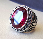 ruby identical synthetic stone high quality imitation corundum red color huge heavy men ring sterling silver 925 any size ottoman jewelry