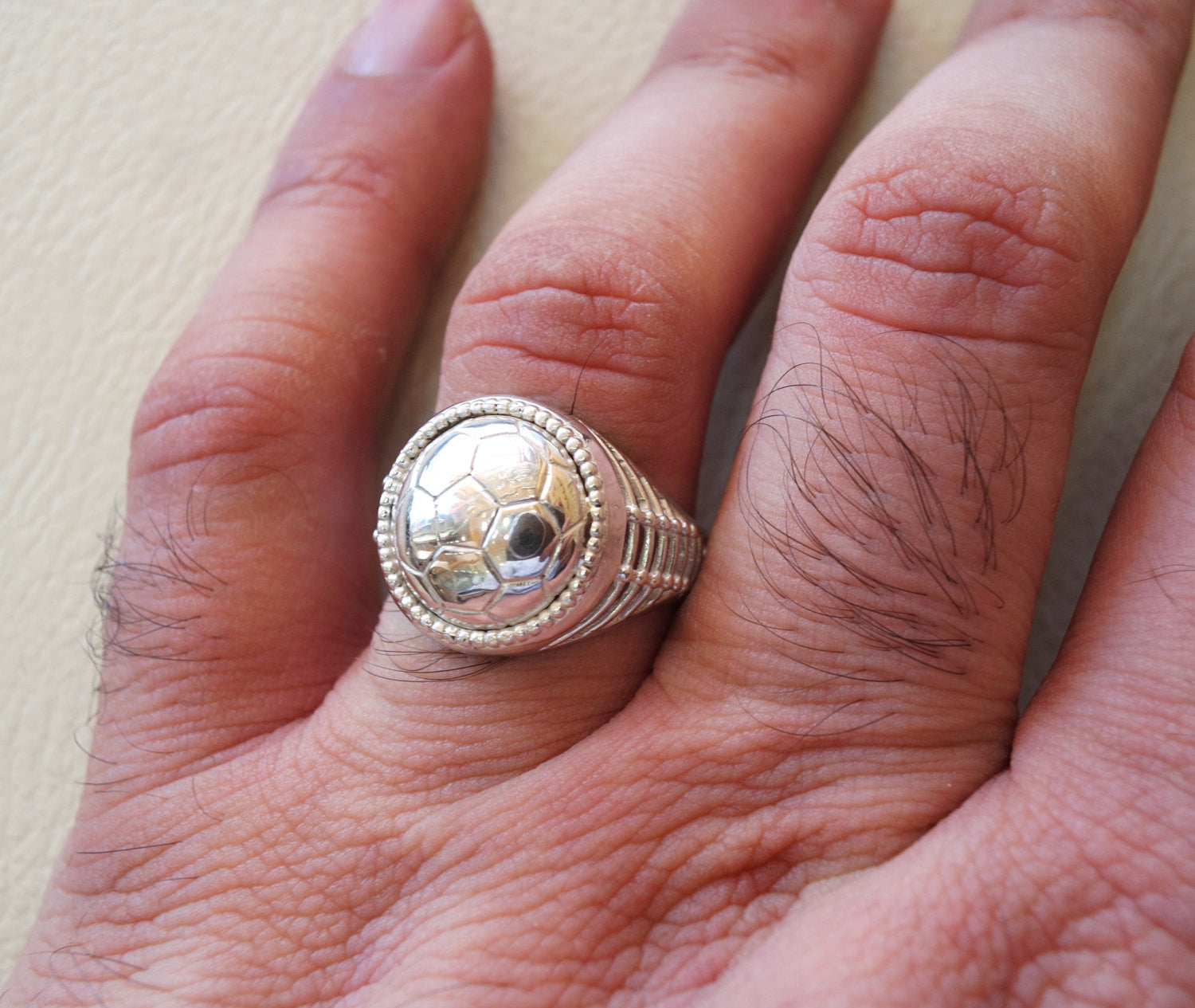 Football lover sterling silver 925 men ring all sizes jewelry fast shipping ideal for soccer player or fan gift