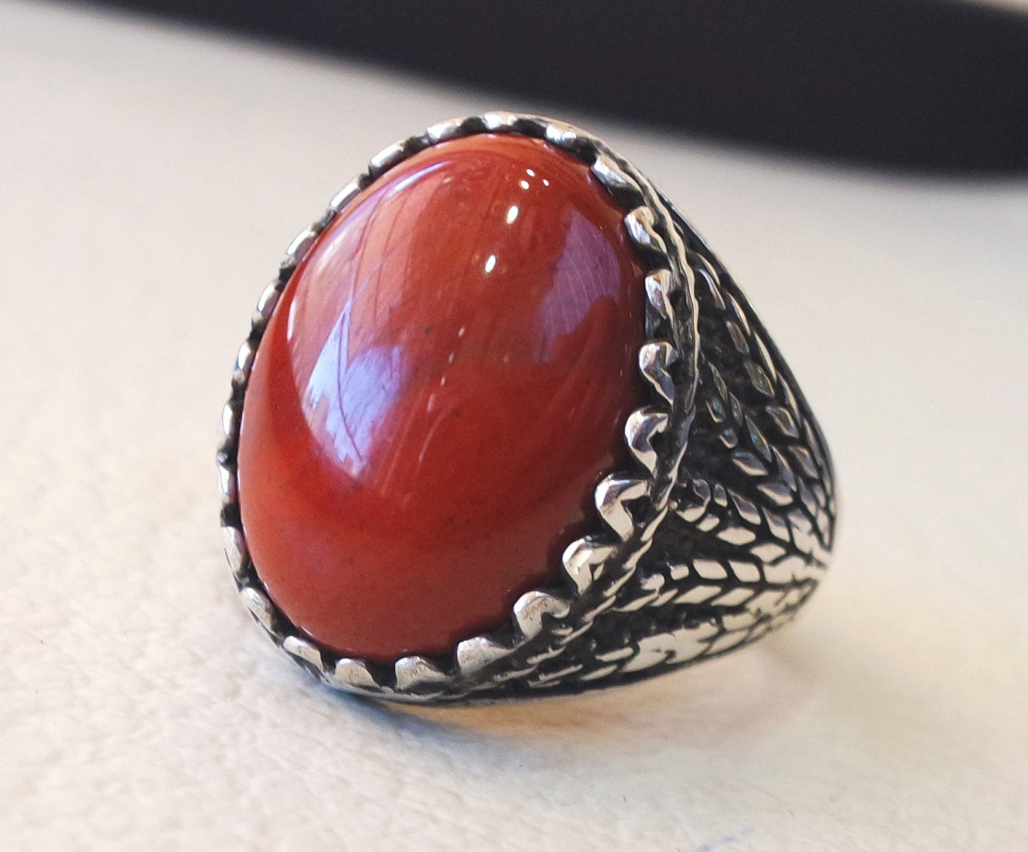 pure red jasper wheat man ring stone natural aqeeq gem sterling silver 925 ring oval semi precious cabochon jewelry fast shipping all sizes