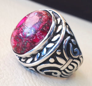 red sea sediment jasper stone natural gem sterling silver 925 ring oval semi precious cabochon man huge ring ottoman jewelry fast shipping