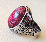 men ring sea sediment jasper multi color red black grey stone all sizes natural semi precious sterling silver 925 man antique jewelry