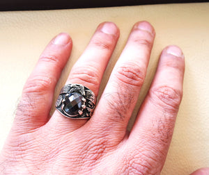 Schwarz Onyx Oval Stone Arabisch Männer Ring Sterling Silber 925 Eagle Arabisch Ottoman Symbole türkischer Schmuck Stil alle Größen Schnellversand
