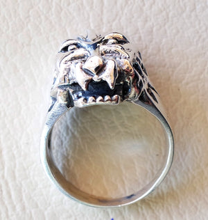 Biest Kopf Ring Heavy Sterling Silber 925 Mann Biker Ring alle Größen handgefertigte Tier Schmuck Schnellversand detaillierte Handwerkskunst