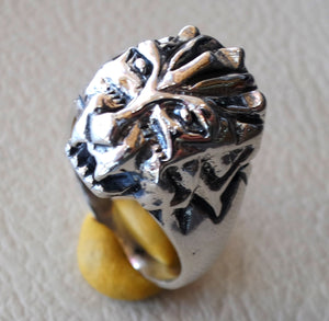 Biest Kopf Ring Heavy Sterling Silber 925 Mann Biker Ring alle Größen handgefertigte Tier Schmuck Schnellversand detaillierte Handwerkskunst
