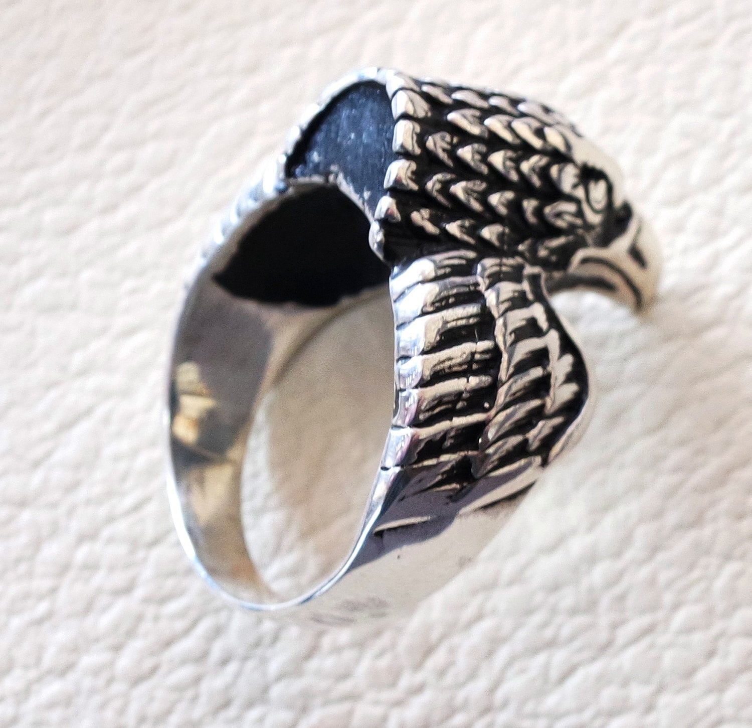eagle falcon ring heavy sterling silver 925 man biker ring all sizes handmade animal head jewelry fast shipping detailed craftsmanship