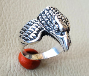 eagle falcon ring heavy sterling silver 925 man biker ring all sizes handmade animal head jewelry fast shipping detailed craftsmanship