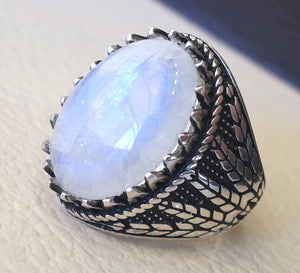 moonstone natural stone dur al najaf men ring jewelry sterling silver 925 stunning genuine gem two ottoman arabic style jewelry all sizes