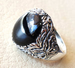 bemannen Sie Ring Aqeeq Natur Achat Onyx Oval Stein schwarz Edelstein schwer Sterling Silber Antik Ottomane Türkei Stil Schnellversand alle Größen Herren Geschenk