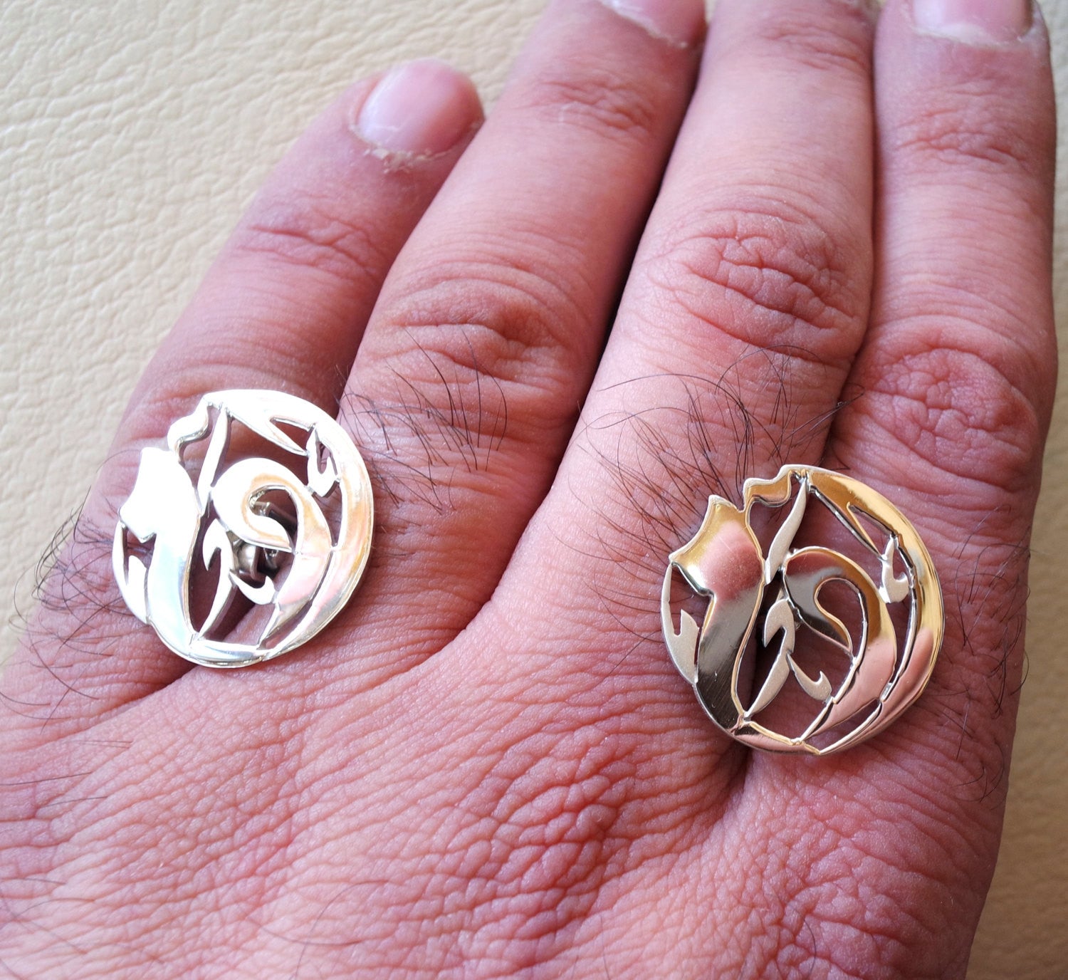 Manschettenknöpfe, cuflinks 1 Name Kalligraphie Arabisch maßgeschneiderte alle personalisierten Namen aus, um Sterling Silber 925 schwere Männerschmuck