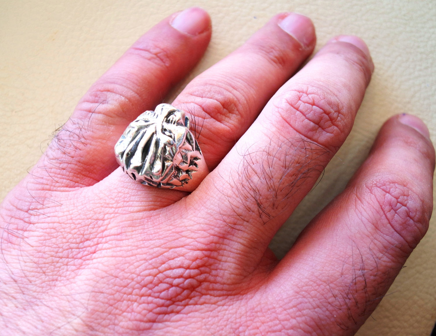 Biest Kopf Ring Heavy Sterling Silber 925 Mann Biker Ring alle Größen handgefertigte Tier Schmuck Schnellversand detaillierte Handwerkskunst