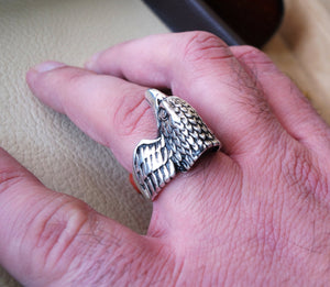 eagle falcon ring heavy sterling silver 925 man biker ring all sizes handmade animal head jewelry fast shipping detailed craftsmanship