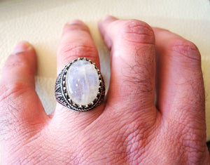 moonstone natural stone dur al najaf men ring jewelry sterling silver 925 stunning genuine gem two ottoman arabic style jewelry all sizes