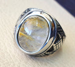 Rutil Quarz Naturstein semi preciousoval Cabochon Sterling Silber 925 Mann Ring Ottoman Türkei Middle Eastern Antique Style jede Größe