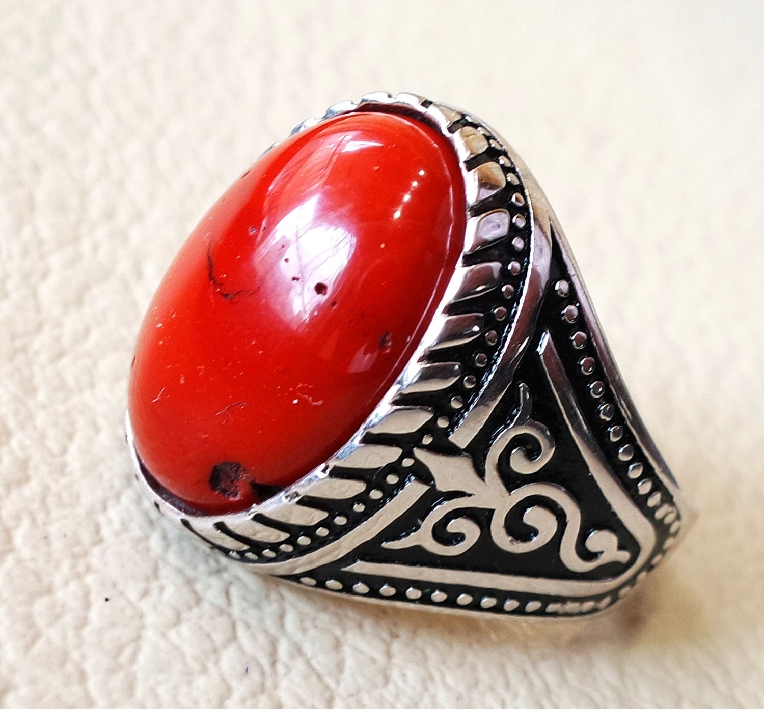 red jasper man ring stone natural aqeeq gem sterling silver 925 man ring oval semi precious cabochon jewelry fast shipping all sizes