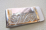 personalisierte maßgeschneiderte Heavy Sterling Silber 925 Money Clip drei Buchstaben oder ein Name Arabisch oder Englisch oder andere können angewendet werden