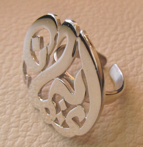 arabischer benutzerdefinierter Kalligraphie Name runder Ring Sterling Silber 925 entwickelt, um alle Größen passen hohe Qualität und hohe Polier-Schmuck