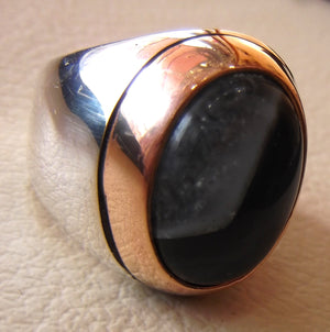 Botswana agate natural cabochon stone silver man ring semi precious gem aqeeq all sizes jewelry bronze frame heavy ottoman turkish arabic