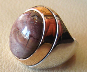 Butterfly jasper natural stone sterling silver 925 huge man ring all sizes jewelry ottoman cocktail high quality style gem in bronze frame