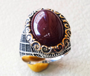 liver agate aqeeq ring sterling silver 925 ring any size antique middle eastern style dark carnelian semi precious natural cabochon عقيق