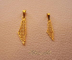21K gold Palestine map pendant gold jewelry Arabic fast shipping 2 sizes خارطه و علم فلسطين