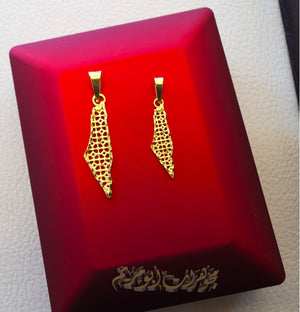21K gold Palestine map pendant gold jewelry Arabic fast shipping 2 sizes خارطه و علم فلسطين