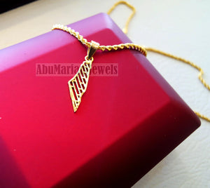21K gold Palestine map pendant with rope chain gold jewelry Arabic fast shipping خارطه و علم فلسطين