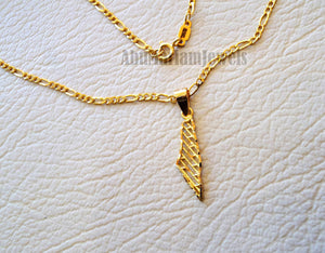 21K gold Palestine map pendant with figaro chain gold jewelry Arabic fast shipping خارطه و علم فلسطين
