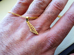 21K gold Palestine map pendant with rope chain gold jewelry Arabic fast shipping خارطه و علم فلسطين