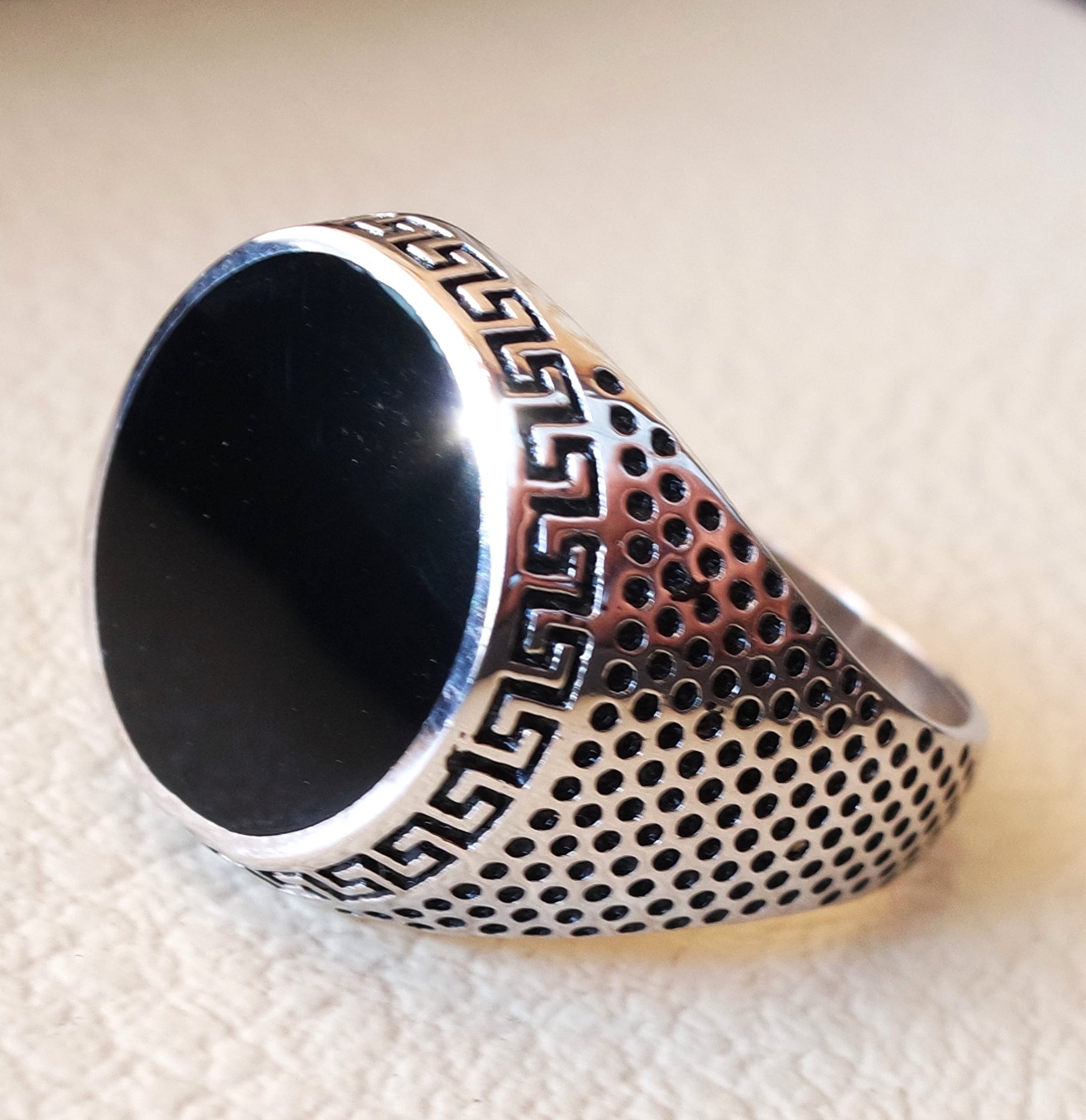 negro ónix esmalte redondo hombre anillo de plata esterlina 925 joyas todos los tamaños otomano Turco estilo vintage envío rápido
