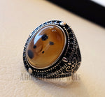 yamani aqeeq Akik , akeek natural oval multi color agate gemstone men ring sterling silver 925 jewelry all sizes عقيق يماني