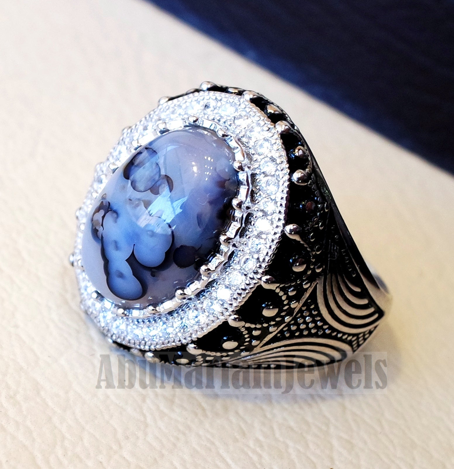 aqeeq natural agate Yamani multi color oval gem man ring sterling silver antique cubic zircon style fast shipping