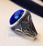 Stunning tiger eye blue stone men ring sterling silver 925 oriental jewelry handmade Arabic Turkey Ottoman style any size