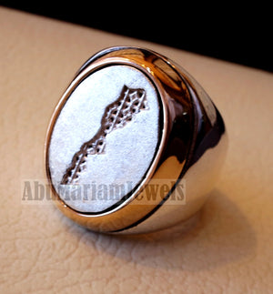 Morroco , Maroc , المغرب map heavy man ring sterling silver and bronze arabic turkey oriental signet style fast shipping all sizes