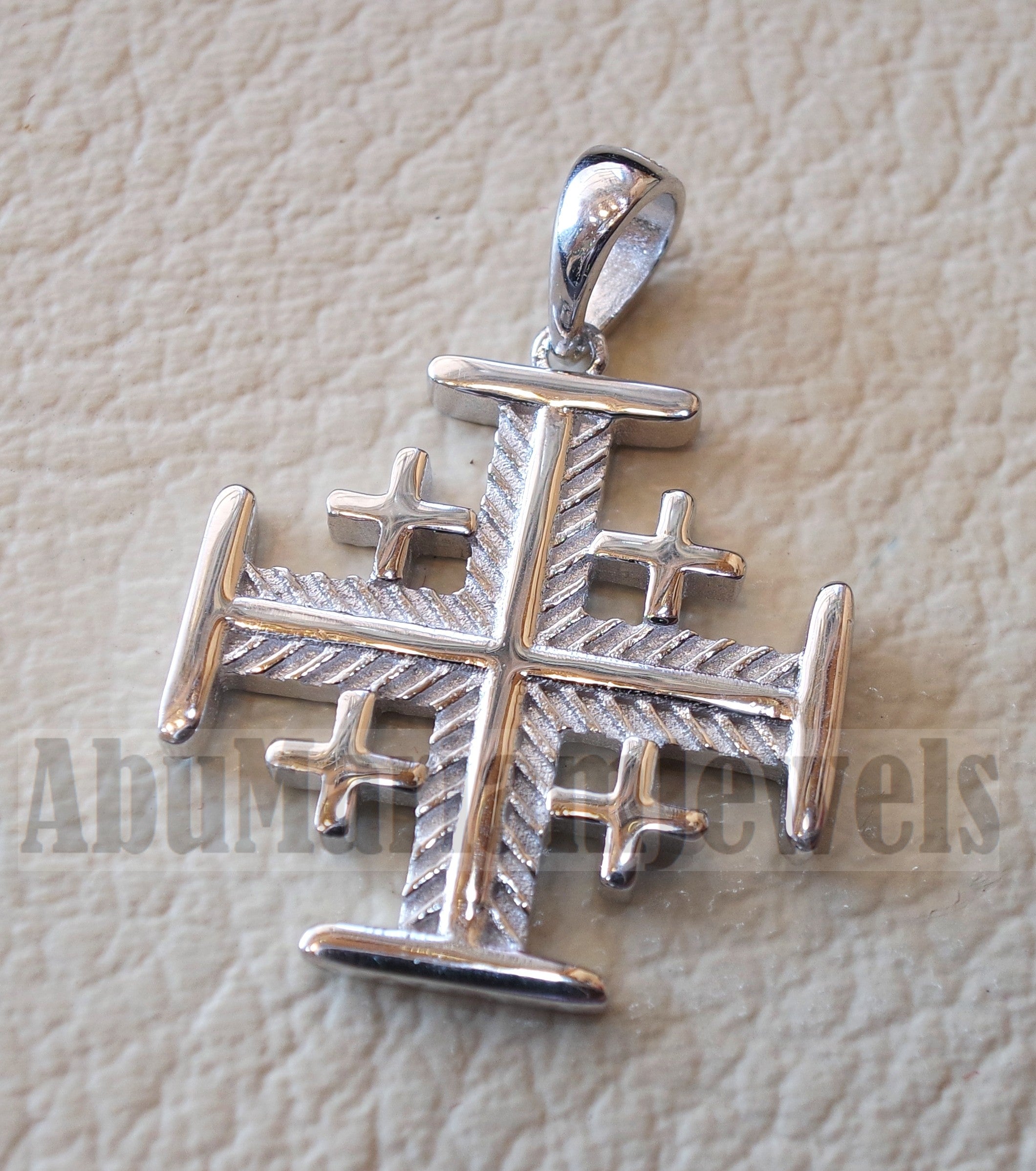 Jerusalem cross pendant sterling silver 925 middle eastern jewelry christianity vintage handmade heavy express shipping