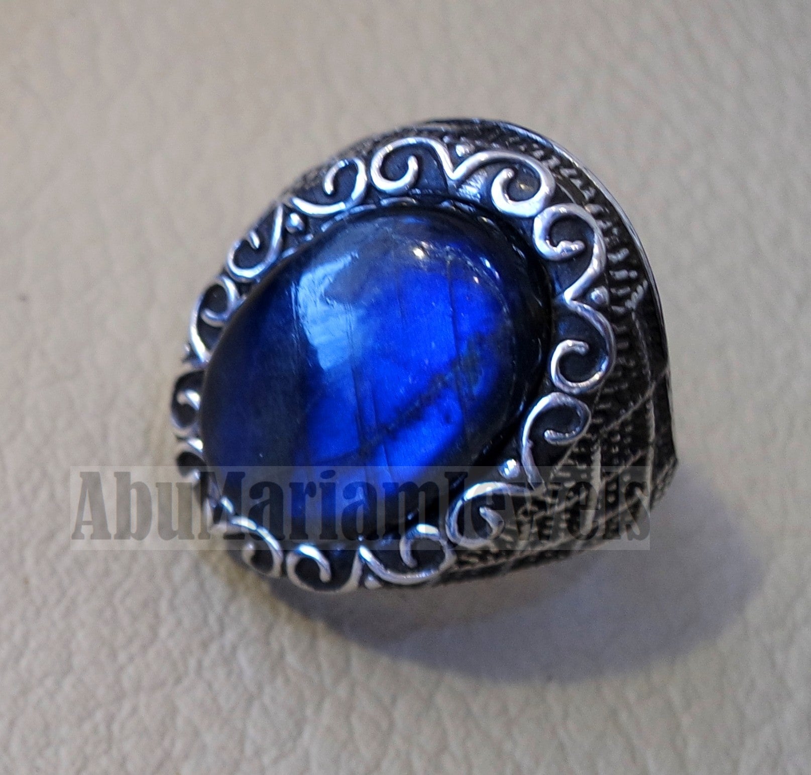 Labradorite man ring natural stone multi color semi precious stone hea –  Abu Mariam Jewelry