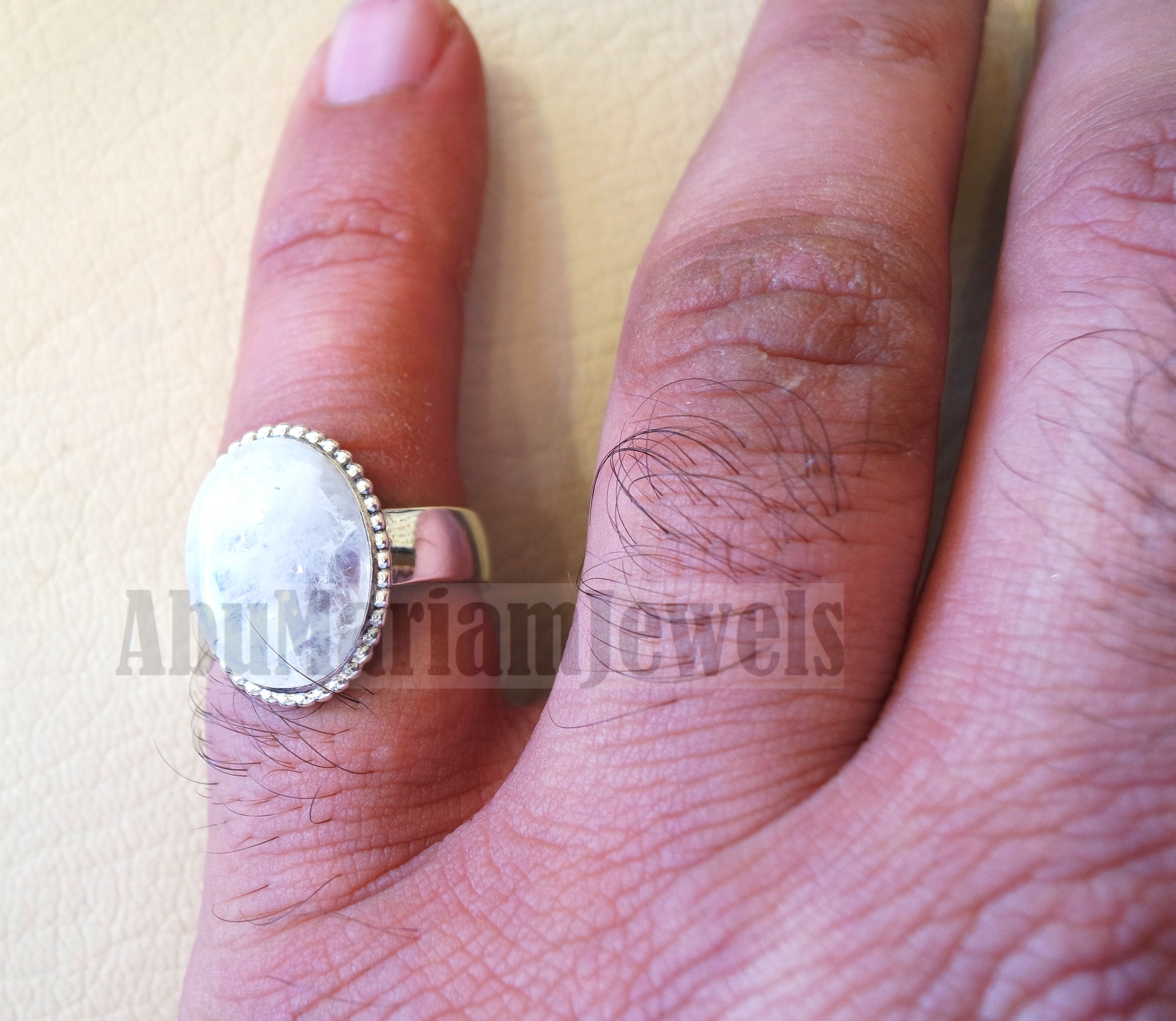 Pinkie men or women ring moonstone skin touching stone sterling silver 925 all sizes high quality natural oval cabochon stone