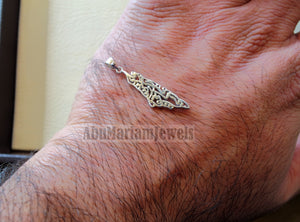 Palestine map very small pendant with famous poem verse sterling silver 925 k high quality jewelry arabic fast shipping خارطه و علم فلسطين